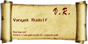 Vanyek Rudolf névjegykártya